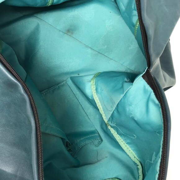 Kipling Large Blue-Green Teal Bowling Tote Bag Adjustable Strap Zipper Purse - Picture 7 of 8